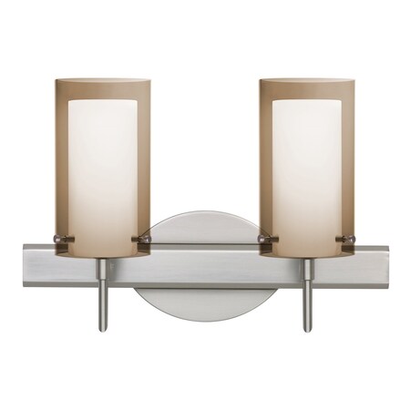 Besa Lighting Pahu 4 Vanity, Smoke/Opal, Satin Nickel Finish, 2x40W Halogen 2SW-S44007-SN
